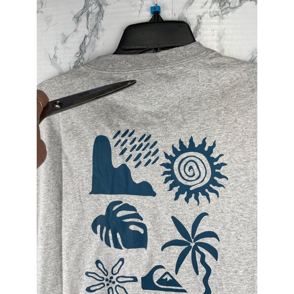 Quiksilver Mens Large T-Shirt Kauai Heather Gray Logo Print Cotton Crew Neck - Picture 12 of 15